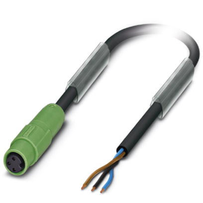 Phoenix Contact M8 Cordset; SAC-3P- 5.0-PUR/M 8SIFS; Female Straight; 3-Pin; 3-Wire; 5m PUR Cable